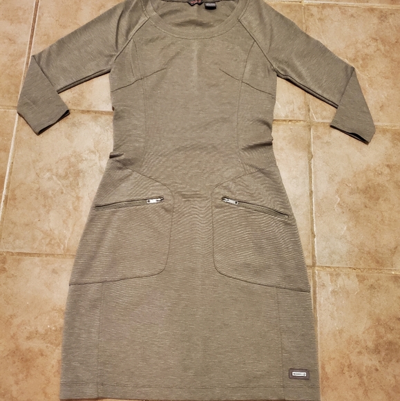 Merrell Ostrova 3/4 Sleeve Double Knit Dress Zippered Pockets, XXS - Picture 2 of 8
